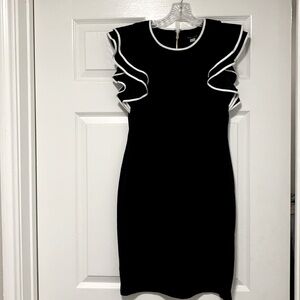 Tommy Hilfiger Scuba Crepe Flutter Sleeve Sheath Dress